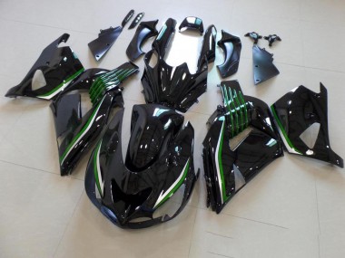 Noir Brillant avec Ligne Verte Carénage Moto Kawasaki ZX14R ZZR 1400 06-11