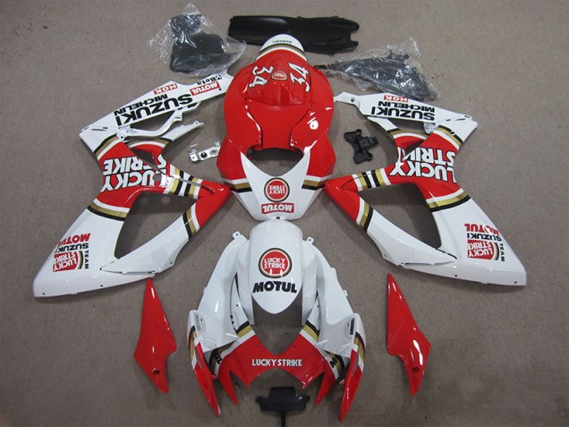 Rouge Blanc Lucky Strike Motul Carénage Moto Suzuki GSXR 600 K6 06-07