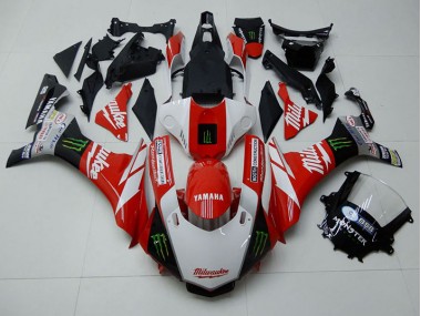 Rouge Blanc Monster Carénage Moto Yamaha R1 15-19